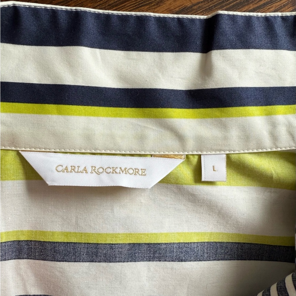 CARLA ROCKMORE navy/green/white cotton oversized blouse - Picture 4 of 9